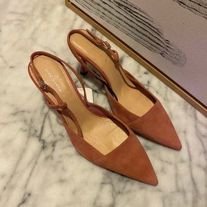 ZARA Pink Suede Slingback Kitten Heels